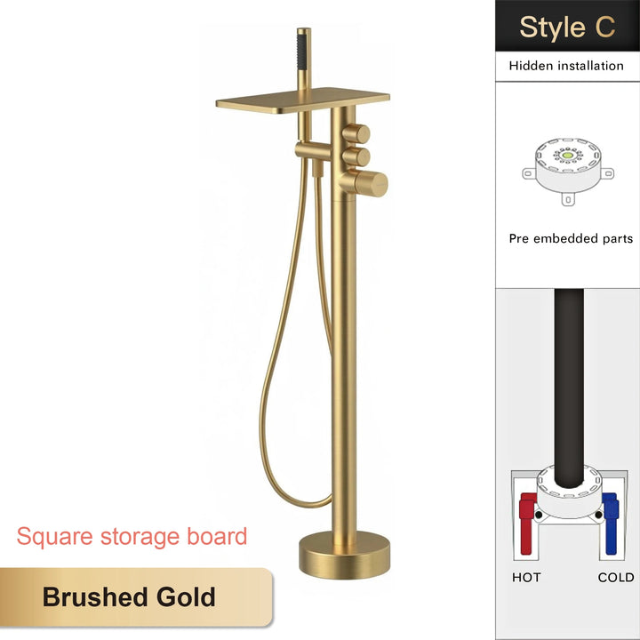 Andromeda-Gunmetal Bathtub Faucet 2 Function Hot Cold Mixer Tap Floor Mount Bathroom Tub Shower Modern Home Bath Tap
