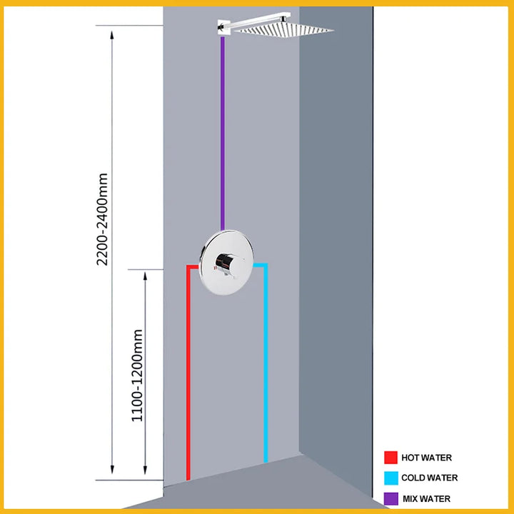 Hot and Cold Mixing Valve Body Faucet Single Handle Bathroom Concealed Shower Mixing Valve and Trim Kit Round Square