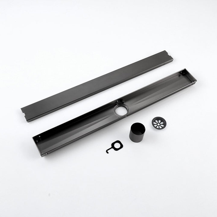 Brushed Gold-Grey Gun-Black Linear shower drain kit