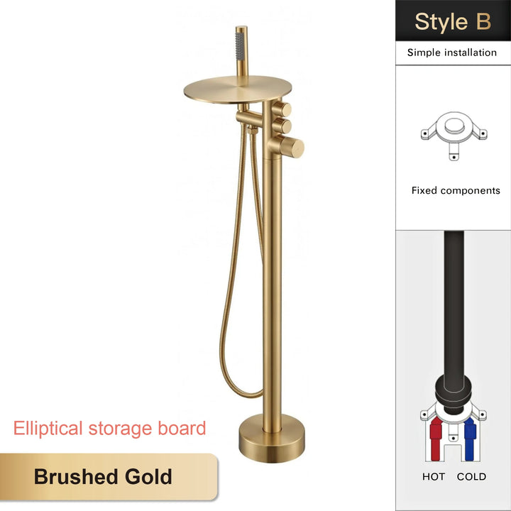 Andromeda-Gunmetal Bathtub Faucet 2 Function Hot Cold Mixer Tap Floor Mount Bathroom Tub Shower Modern Home Bath Tap