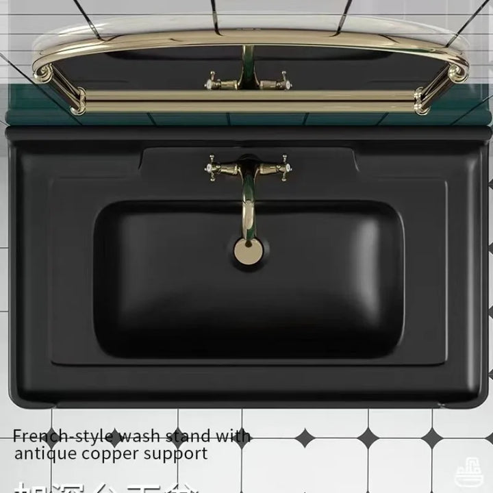 French art deco retro exposed console vanity bathroom