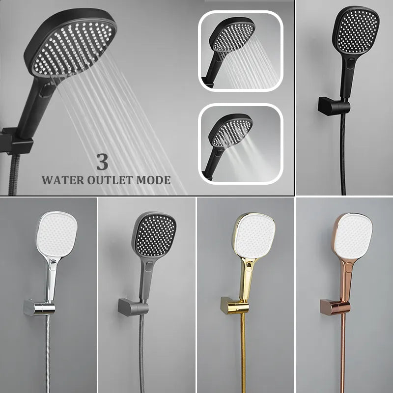 Hand Shower Rose Gold Chrome Matte Black Hand Held Shower Set with Holder and Hose Wall Mounted Hand Hold Shower Head