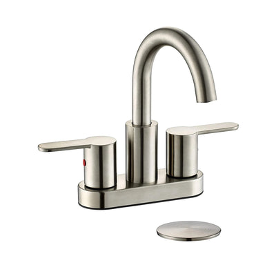 Brushed gold 4 inch wide spread bathroom faucet