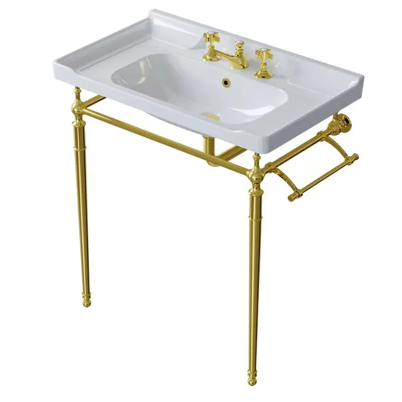 French art deco retro exposed console vanity bathroom