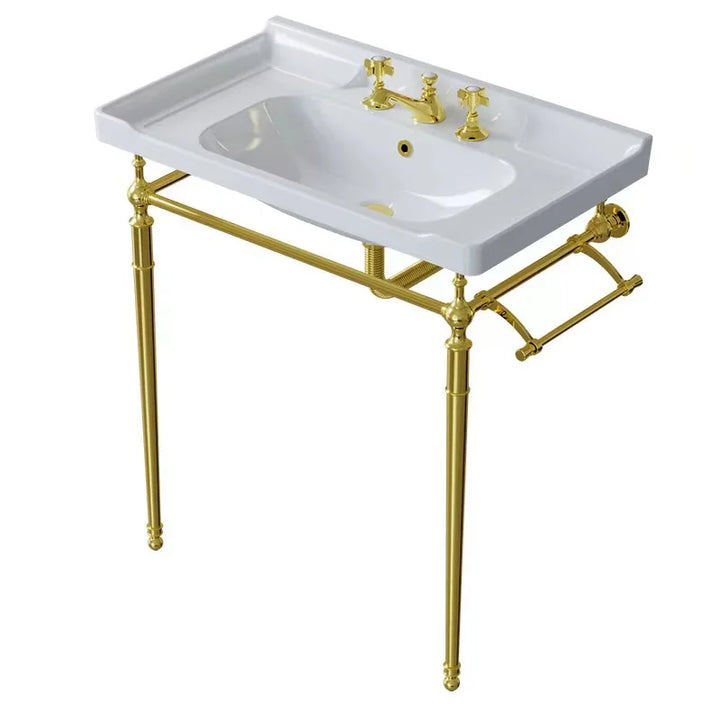 French art deco retro exposed console vanity bathroom