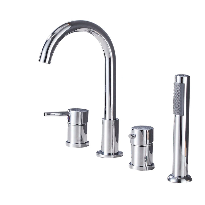 Romano- Deck Mounted 4 holes Roman Bathtub Faucet Set with Handheld Shower Tub Faucet Hot and Cold Water Mixer