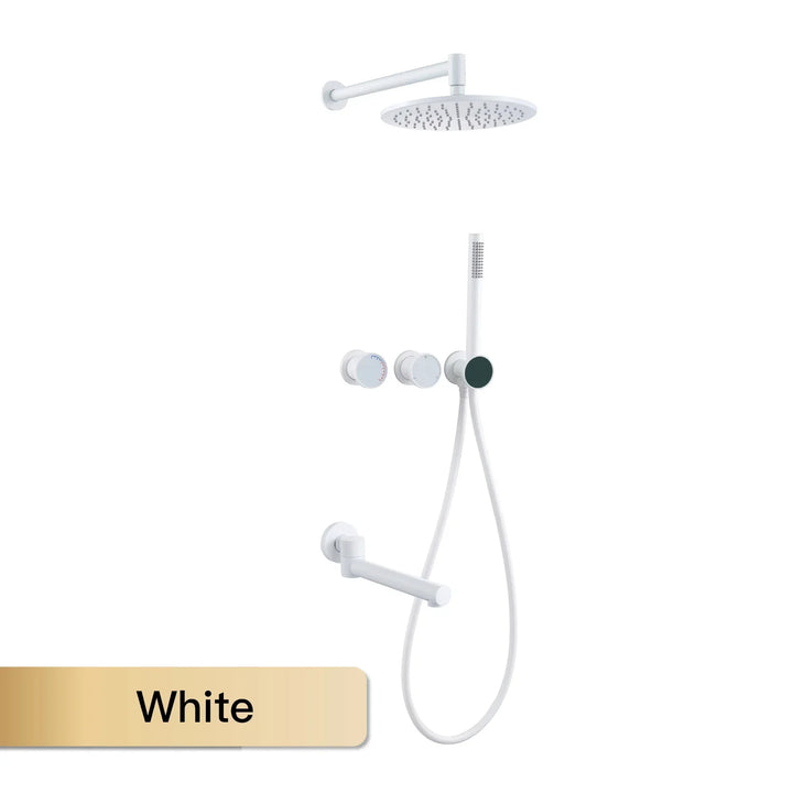 Lisboa II-Brass Shower System Simple Design Wall Mounted 2 Handle Hot & Cold Water 3 Function Bathroom Faucet