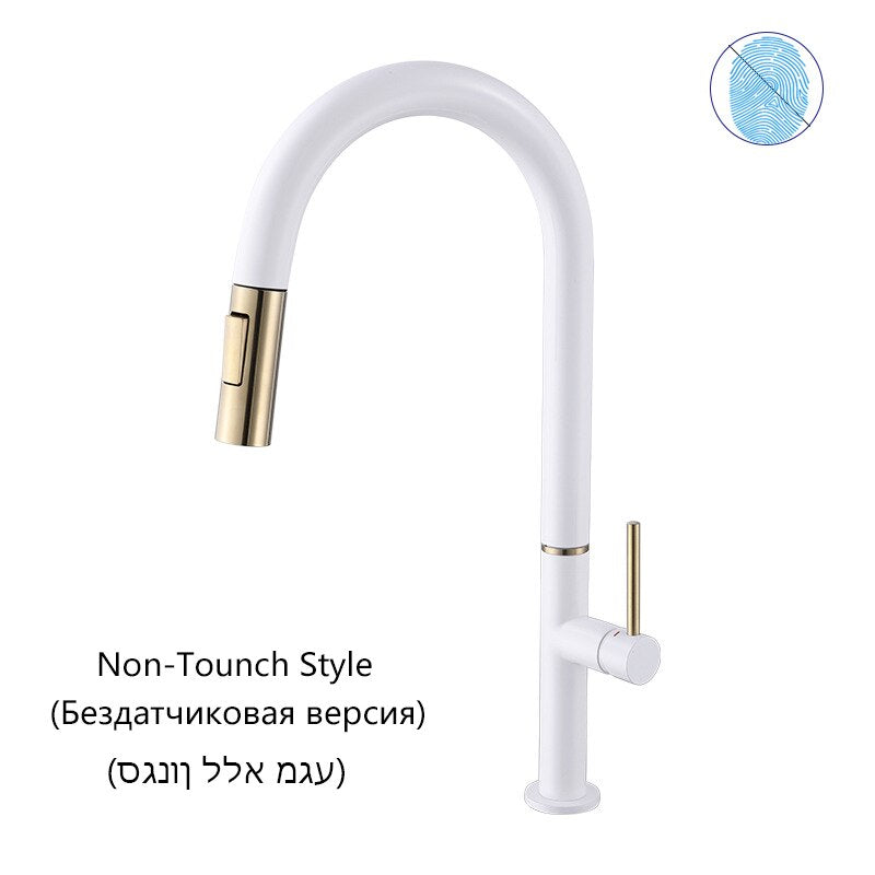 Rotterdam- White with brushed gold touchless  kitchen faucet