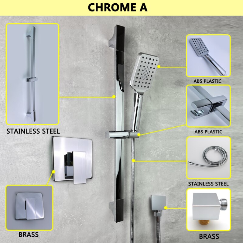CSA-Clean slide bar hand spray 2 way valve pressure balance shower kit