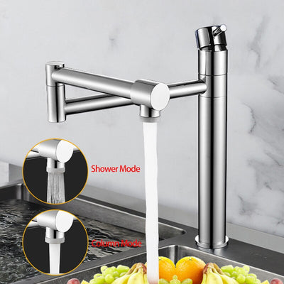 Hot and Cold Black with chrome deck mounted pot filler faucet