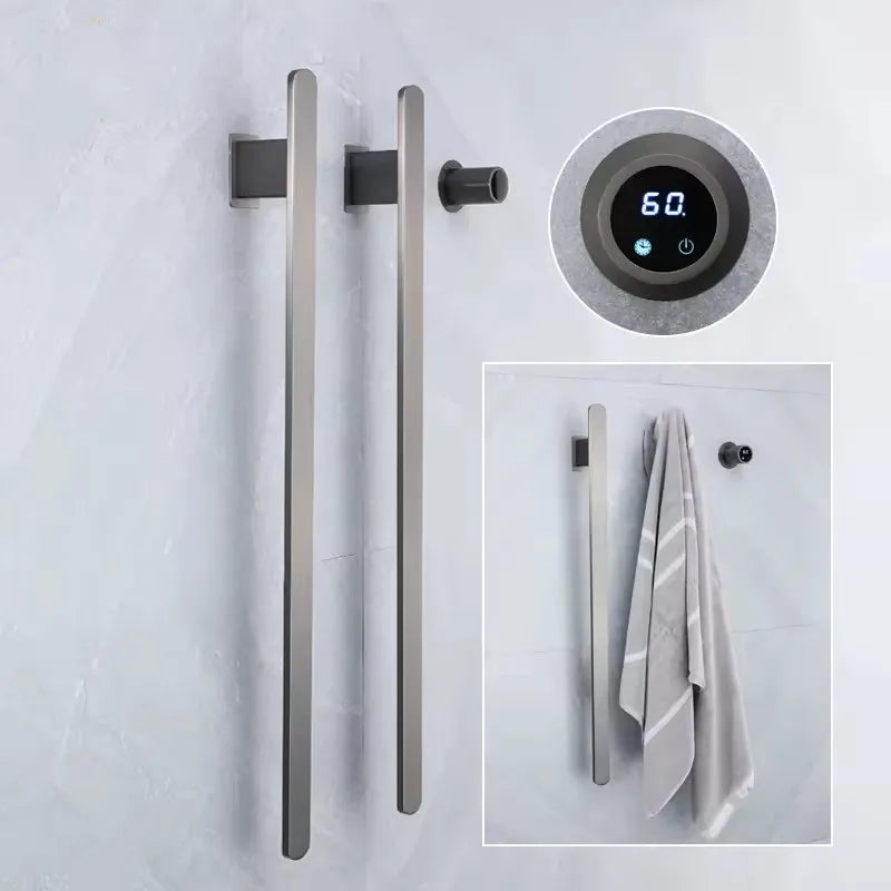 Bathroom Towel Warmer Hidden Wires Electric Heated Towel Rail Temperature Time Control Bath Electric Towel Rack