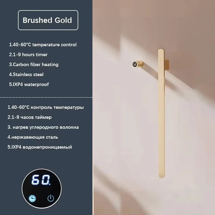 Elemento- Towel Warmer Hidden Wires Electric Heated Towel Rail Temperature Time Control Bath Electric Towel Rack