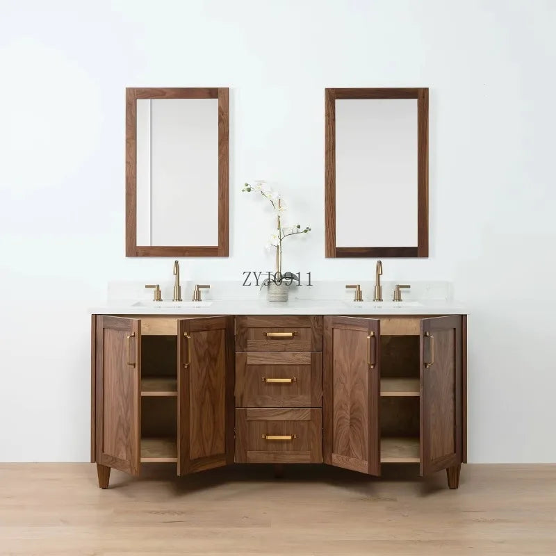 Classique- Americana Venner wood with natural interior pine wood double sink bathroom vanity