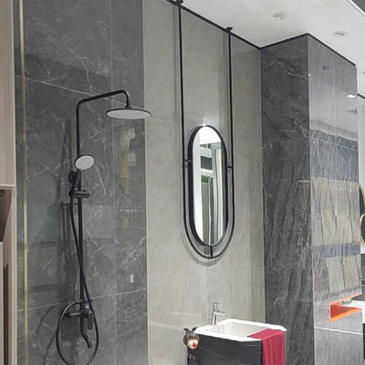 Ceiling Hanging Bathroom Mirror Rectangular Metal Decorative Mirror Black Frame Espelho Para Banheiro Shower Mirror EB5BM