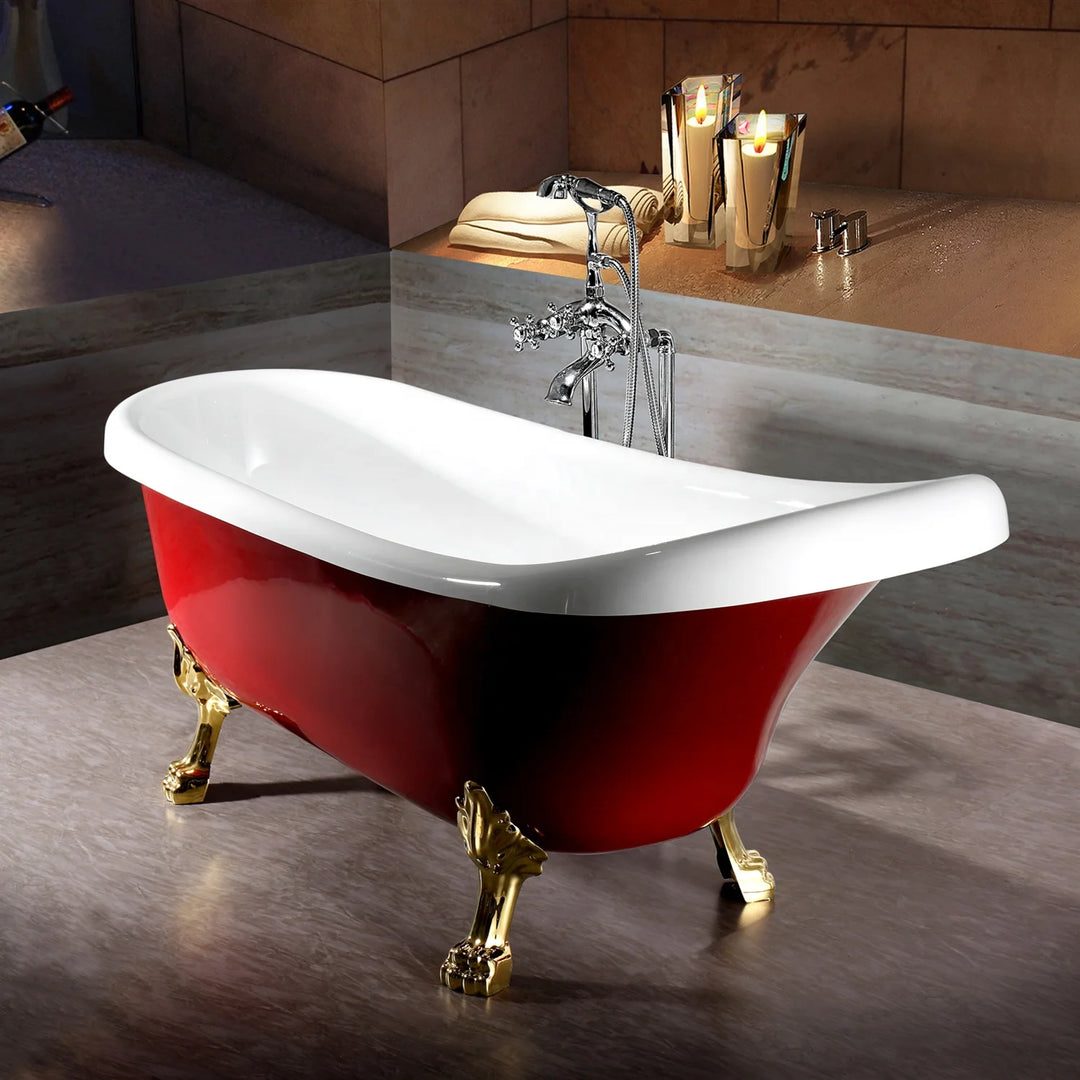 Victorian Sitting Acrylic Freestanding Bathtub with Cooper Clawfoot Legs