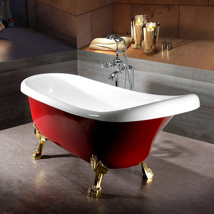 Victorian Sitting Acrylic Freestanding Bathtub with Cooper Clawfoot Legs