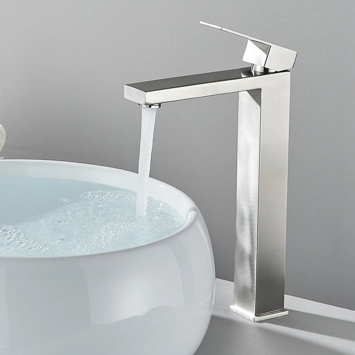 CARRE-Bathroom Faucet Deck Mount Basin Sink Taps Hot Cold Water Mixers Single Handle Tap Washbasin Crane Short/Tall