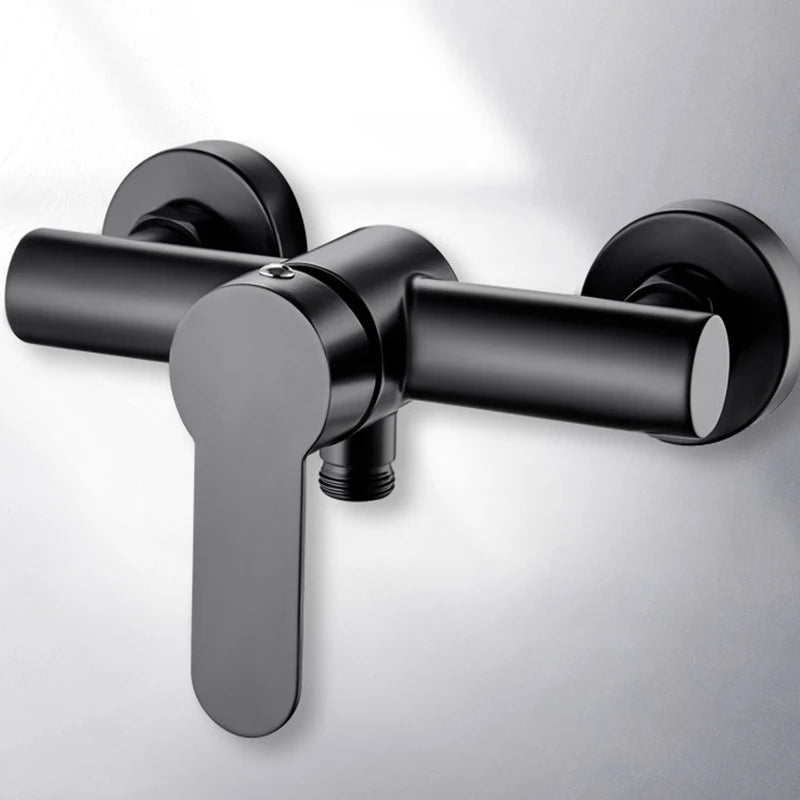 PET-  Black Bathroom Shower Faucet Wall Mounted Hot and Cold Water Mixing Valve Faucet 304 Stainless Steel Triple Tub Faucet