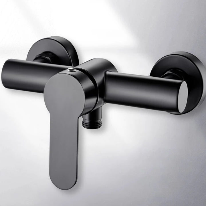 PET-  Black Bathroom Shower Faucet Wall Mounted Hot and Cold Water Mixing Valve Faucet 304 Stainless Steel Triple Tub Faucet