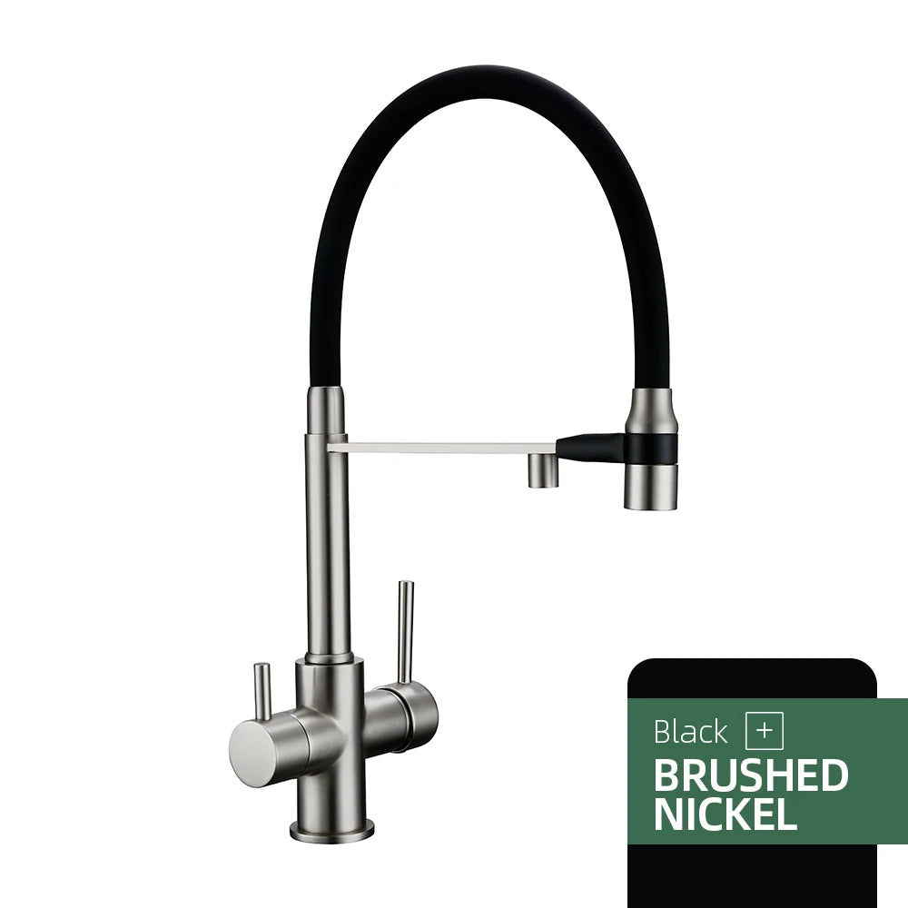 LIMA-3 Ways Kitchen Faucet Mixer Black Hose Mount Pull Out Dual Spray Nozzle Water Kitchen Taps