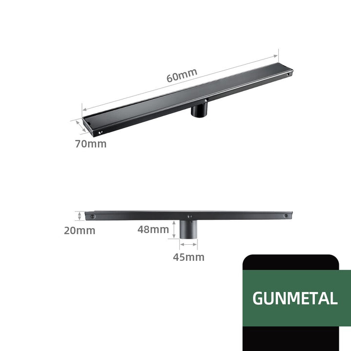 Brushed Gold-Grey Gun-Black Linear shower drain kit