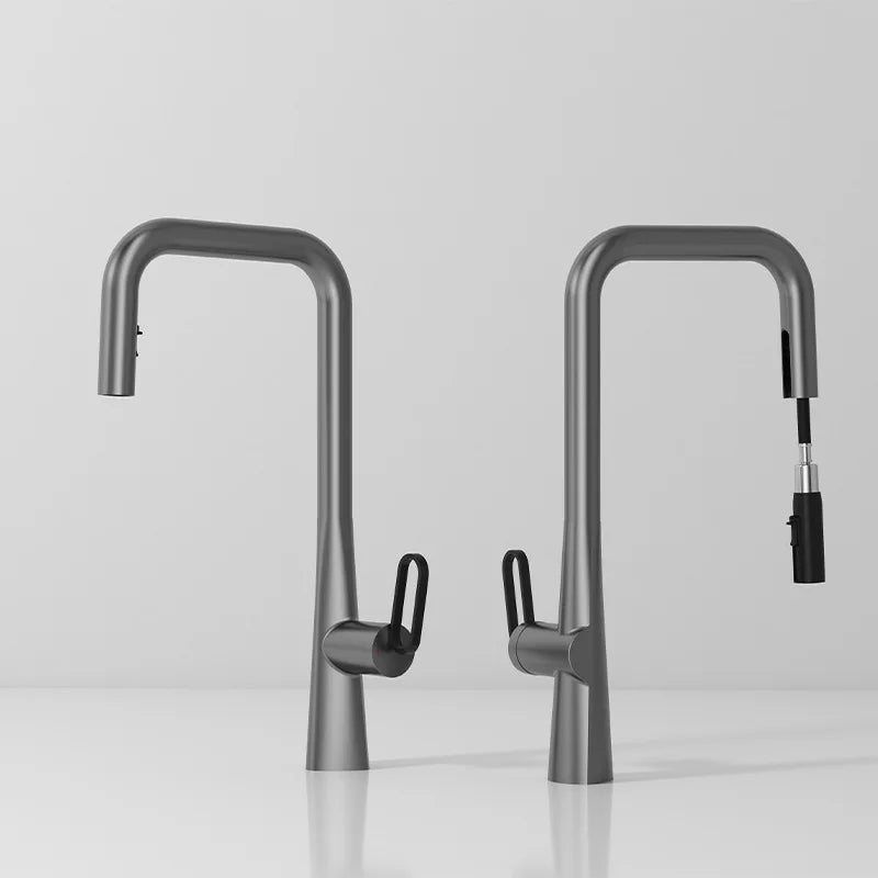 Serena-White Pull Out Kitchen Faucets Brass Lead Free Sink Faucets Sink Tap Rotating Spout Mixers Tap Hot Cold Water Crane Green
