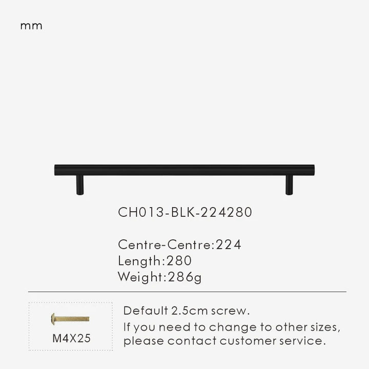 Nurlin Solid Brass Round Rod T-shaped Cabinet Handle Extended Long Wardrobe Drawer Refrigerator Kitchen door Pull Furniture