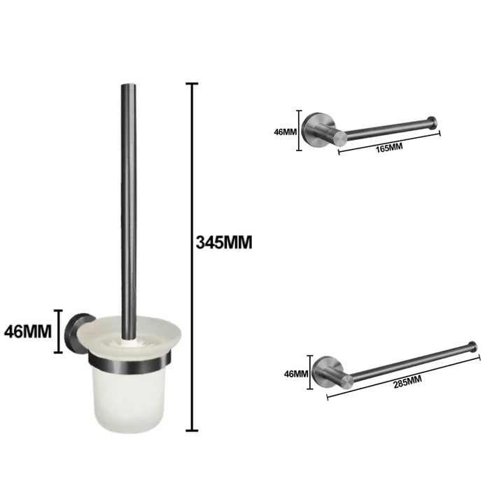 Grey Gun Metal Bathroom Hardware Accessories Cup Rack Towel Rack Toilet Brush Bath Towel Rack Roll Rack Towel Bar Hook Bathroom Wall Rack