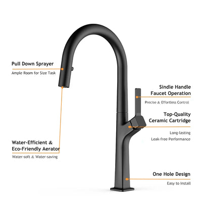 Cadillac- New 2024 Modern pull out dual sprayer kitchen faucet