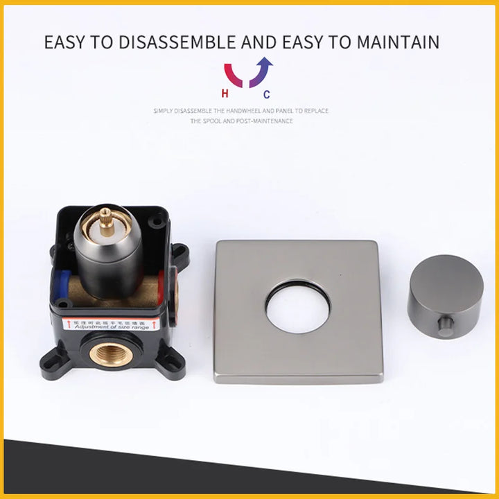 Hot and Cold Mixing Valve Body Faucet Single Handle Bathroom Concealed Shower Mixing Valve and Trim Kit Round Square