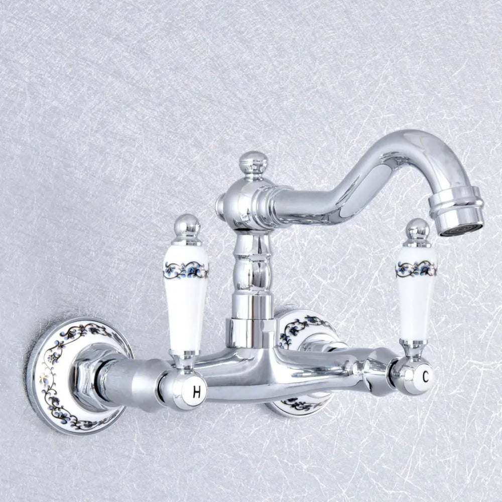 Chrome Victorian Farmer Sink Mixer Tap Swivel Faucet