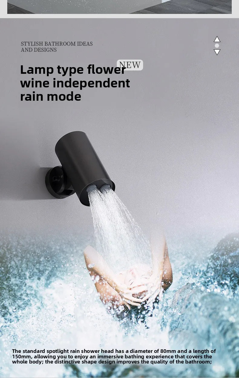 Aston-Camera Wall Mounted Thermostatic Shower Set Gunmetal Grey All Copper Concealed Rain Shower Head