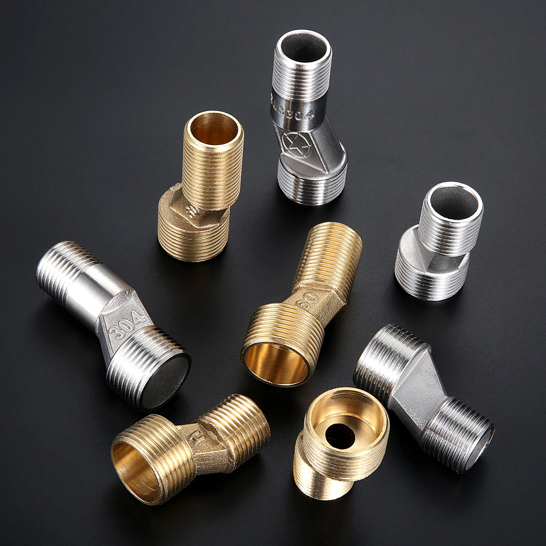 Z shape x 2Pcs Adjustable Kitchen Bathroom Shower Faucet Adapter Brass&Stainless Steel Wall Mounted Replacement Angle Valve S-unions Parts