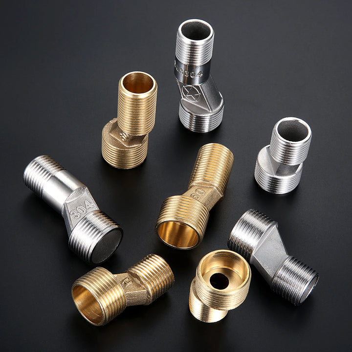 Z shape x 2Pcs Adjustable Kitchen Bathroom Shower Faucet Adapter Brass&Stainless Steel Wall Mounted Replacement Angle Valve S-unions Parts