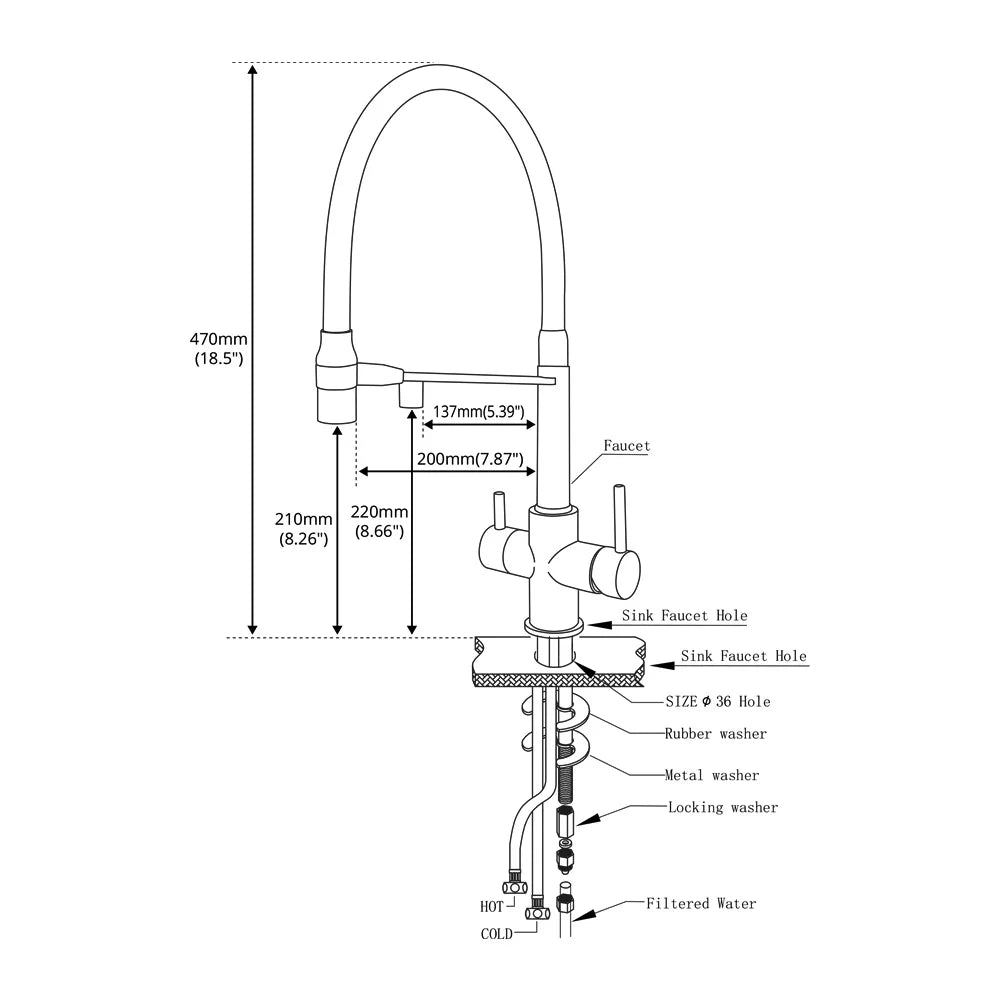 LIMA-3 Ways Kitchen Faucet Mixer Black Hose Mount Pull Out Dual Spray Nozzle Water Kitchen Taps