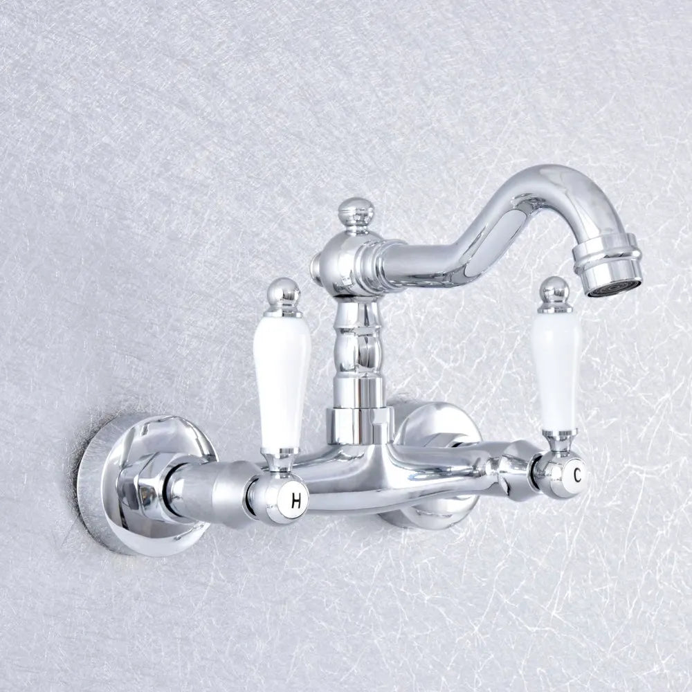 Chrome Victorian Farmer Sink Mixer Tap Swivel Faucet