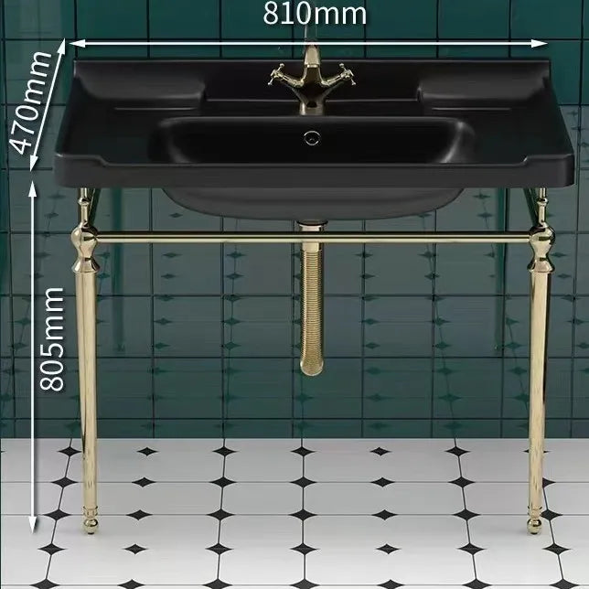 French art deco retro exposed console vanity bathroom