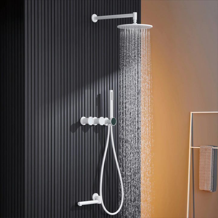Lisboa II-Brass Shower System Simple Design Wall Mounted 2 Handle Hot & Cold Water 3 Function Bathroom Faucet