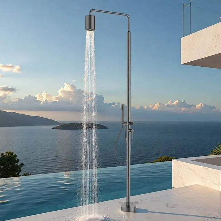 Outdoor floor shower stainless steel vertical shower shower villa swimming pool beach bath hot and cold column set