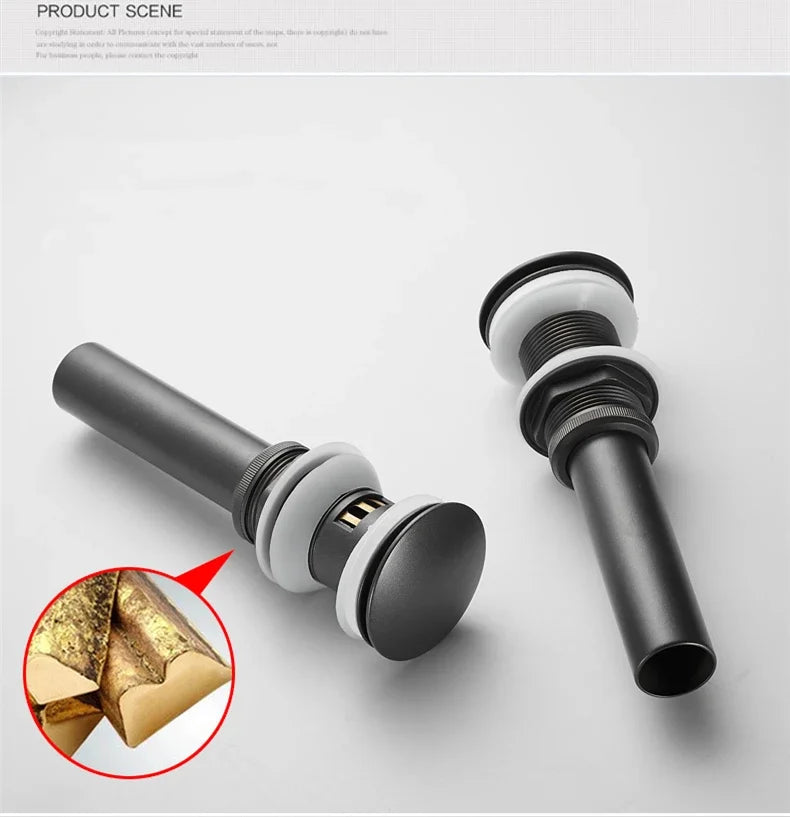 Gun Gray Pop Up Wash Basin Push Down Pop Up Drainer