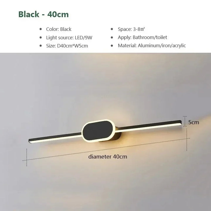 40/60/80CM Mirror Front Lamp  Bathroom Decorative Lights Mirror 40/60/80cm Long Strip Wall Sconces Living Room Indoor Fixture