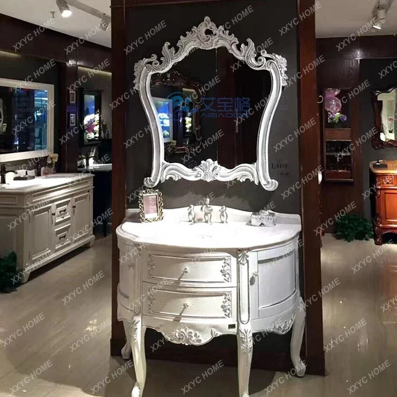 French Victorian Solid Oak Bathroom Vanity