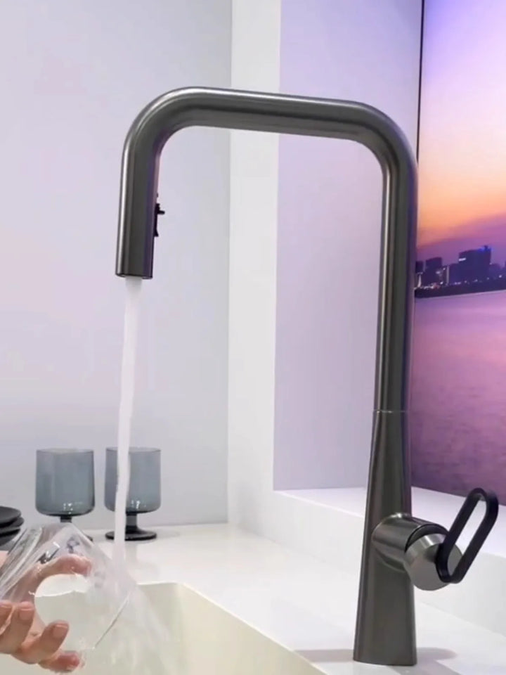 Serena-White Pull Out Kitchen Faucets Brass Lead Free Sink Faucets Sink Tap Rotating Spout Mixers Tap Hot Cold Water Crane Green