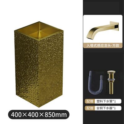 Nordic Square Design Brushed Gold-Black Gun Hand made hammered pedestal sink
