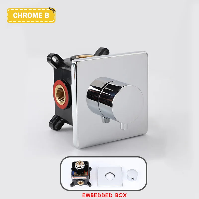 Hot and Cold Mixing Valve Body Faucet Single Handle Bathroom Concealed Shower Mixing Valve and Trim Kit Round Square