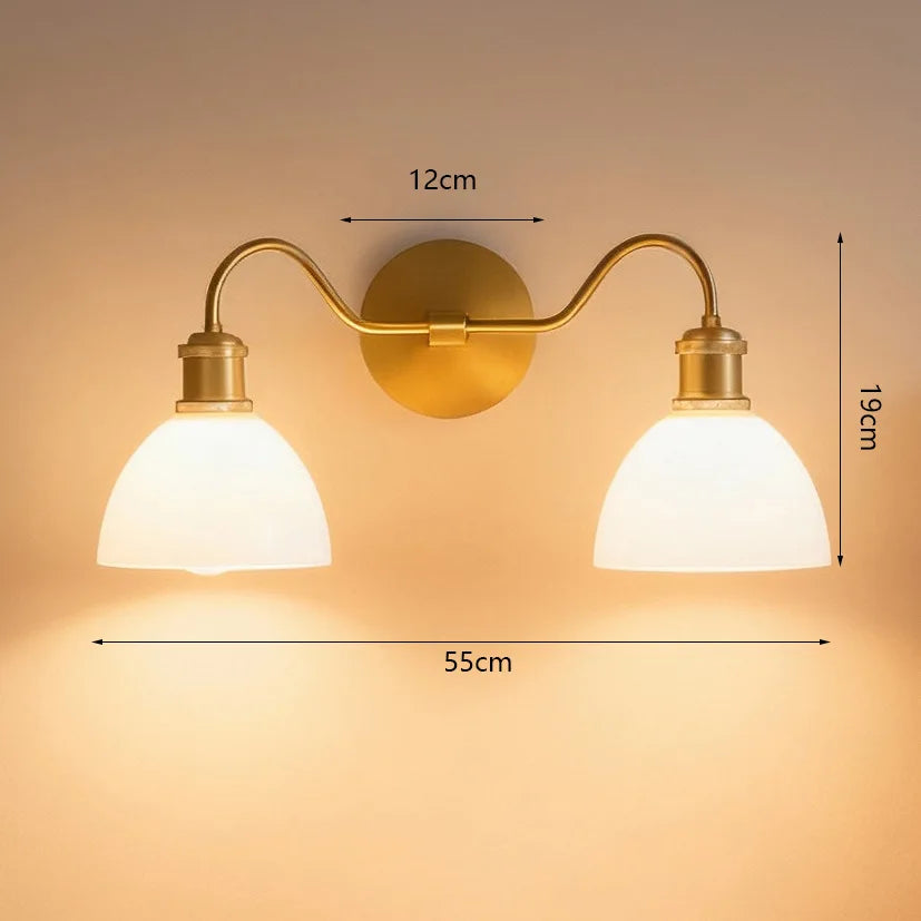 Victorian -Nordic LED White Jade Glass Wall Lamp Bedroom Dining Room Living Room Study Aisle Decorative Double Head Lamps