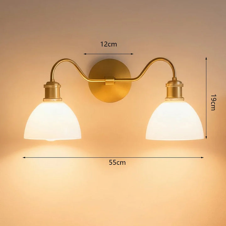 Victorian -Nordic LED White Jade Glass Wall Lamp Bedroom Dining Room Living Room Study Aisle Decorative Double Head Lamps