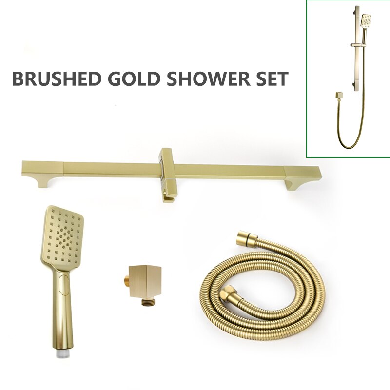 Chrome-Black-Brushed Gold  CSA -Modern rectangular 12x12"  rain head with  2 way function diverter completed shower kit