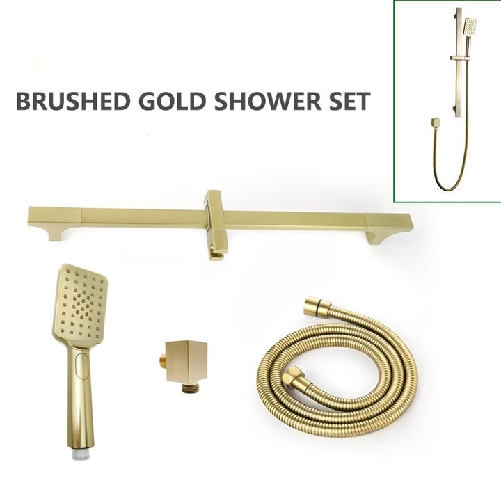 Chrome-Black-Brushed Gold  CSA -Modern rectangular 12x12"  rain head with  2 way function diverter completed shower kit