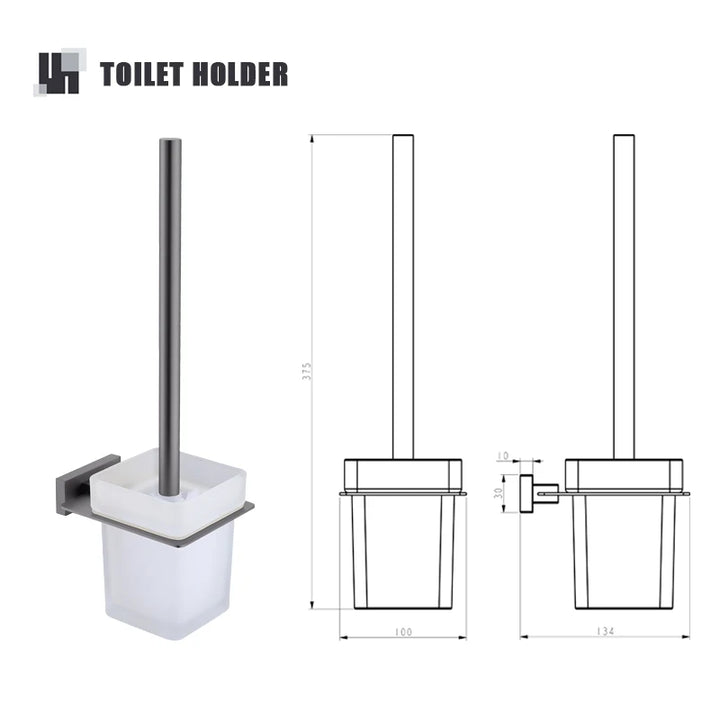 Gunmetal Stainless Steel Bathroom Hardware Towel Rack Toilet Paper Holder,Toilet Brush,Robe Hook Towel Bar Holder Grey Stainless